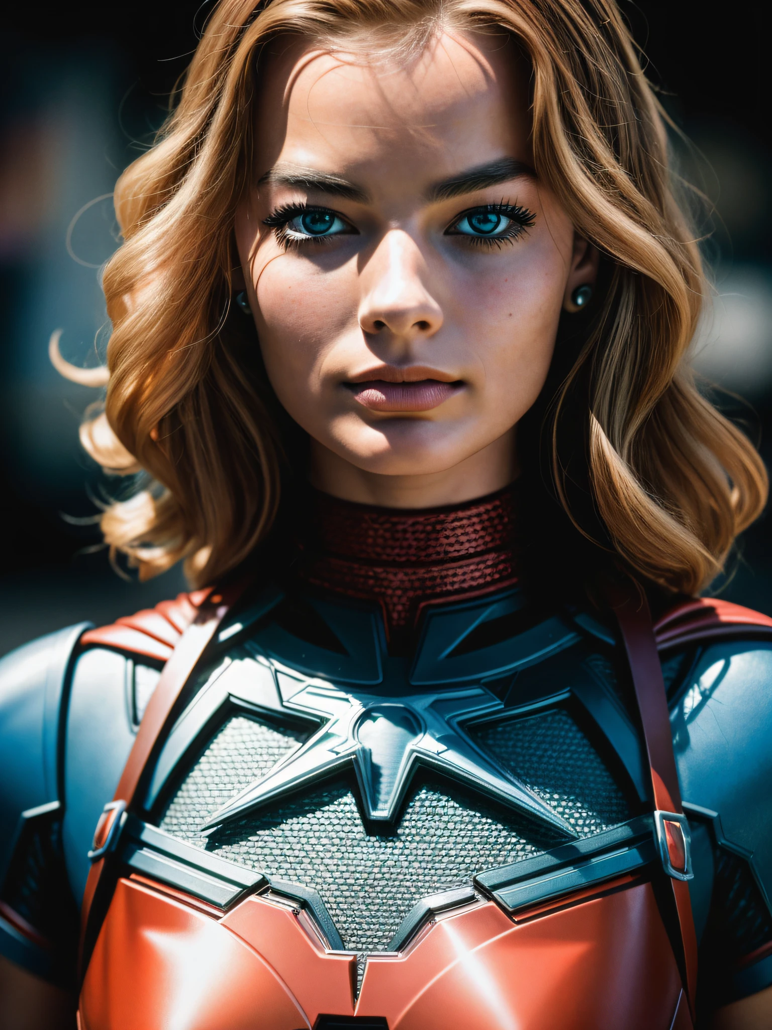 ((Arlequina da DC Comics)), inspirada em Margot Robbie, auto retrato hiper-realista, 8K Ultra HD, DSLR, grão de filme, pintura fotorrealista Fujifilm XT3 art midjourney,