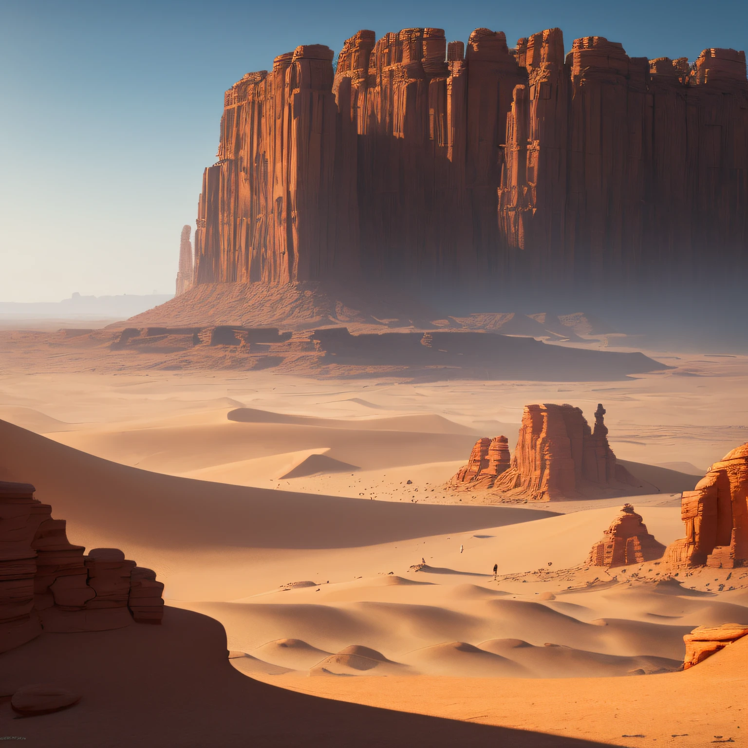 (masterpiece, best quality, beautiful fantasy art:1.4), fantasy_desert, enchanting_landscape, wide_shot, vast_desert, sand_dunes, red_rocks, arid_terrain, mesas, plateaus, canyons, blazing_sun, heat_haze, mystical_aura, floating_islands, glowing_crystals, ancient_ruins, warm_tones, earthy_colors, red_brown, whirling_sands, majestic_rock_formations, dust_storm, ethereal_lights, elemental_magic, desert_dragons, phoenixes, sand_elementals, enchanted_beauty, mythical_wilderness, dreamlike_desert, hidden_wonders, celestial_oasis, forgotten_realm, arcane_secrets, secluded_paradise, epic_quest, tranquil_solitude, (sharp focus:1.6), highly detailed, ultra realistic, 8k