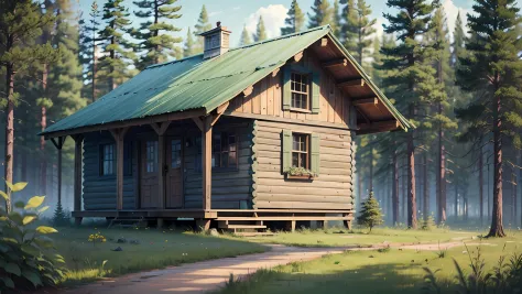 realistic cabin in the woods 4k --auto --s2