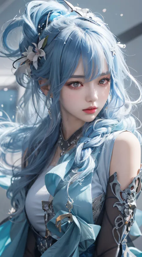 a close up of a woman with blue hair and a blue dress, a beautiful anime portrait, Guviz, style of anime4 K, 8K high quality detailed art, Guviz-style artwork, Beautiful anime girl, Stunning anime face portrait, Detailed digital anime art, Beautiful young ...
