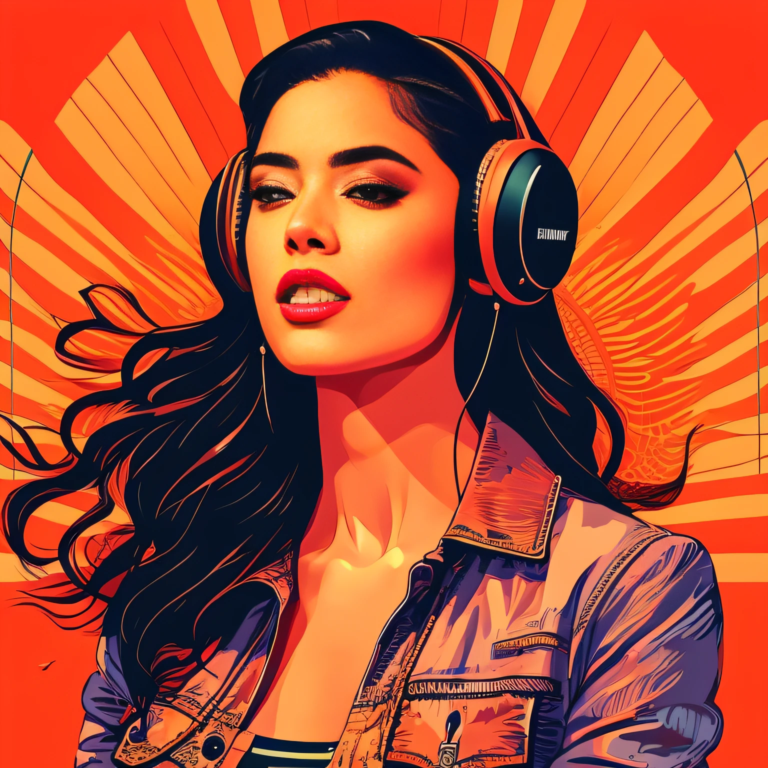 (masterpiece, best quality, beautiful:1.4), a woman with headphones on singing into a microphone, in style of digital illustration, vector artwork, vector art style, extremely high quality artwork, vector style drawing, vector art, jen bartel, digital art style, lowres, detailed vectorart, style digital painting, high quality artwork, digital art high quality, martin ansin artwork portrait, high quality portrait, wallpaper, 8k