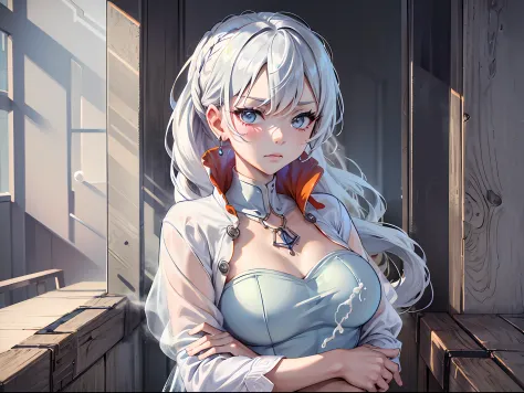 (Masterpiece, Best Quality:1.2), Cowboy shot, 独奏, 1girl, white colored hair, Vaisvale, expressionless, closed mouth, looking a v...