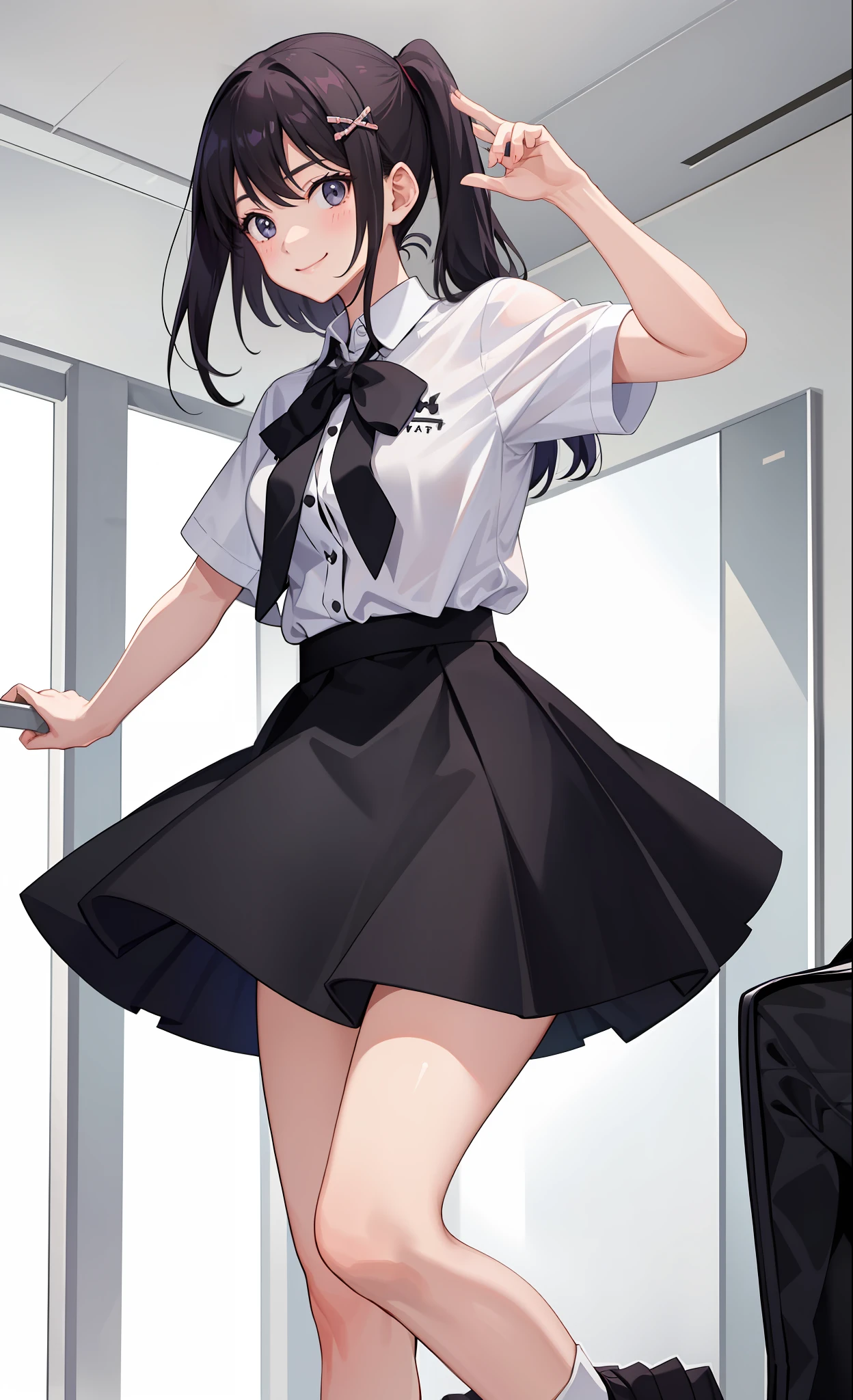 Anime girl in a school uniform posing for a picture - SeaArt AI