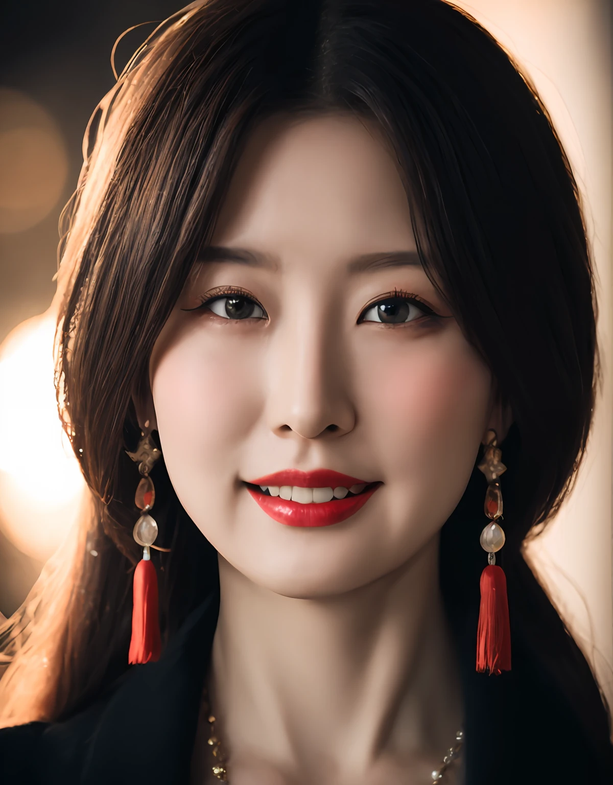 best quality, masterpiece, highres, wuxia 1girl,blush,(seductive smile:0.8),star-shaped pupils,china hanfu,hair ornament,necklace, jewelry,Beautiful face,upon_body, tyndall effect,photorealistic, dark studio, rim lighting, two tone lighting,(high detailed skin:1.2), 8k uhd, dslr, soft lighting, high quality, volumetric lighting, candid, Photograph, high resolution, 4k, 8k, Bokeh