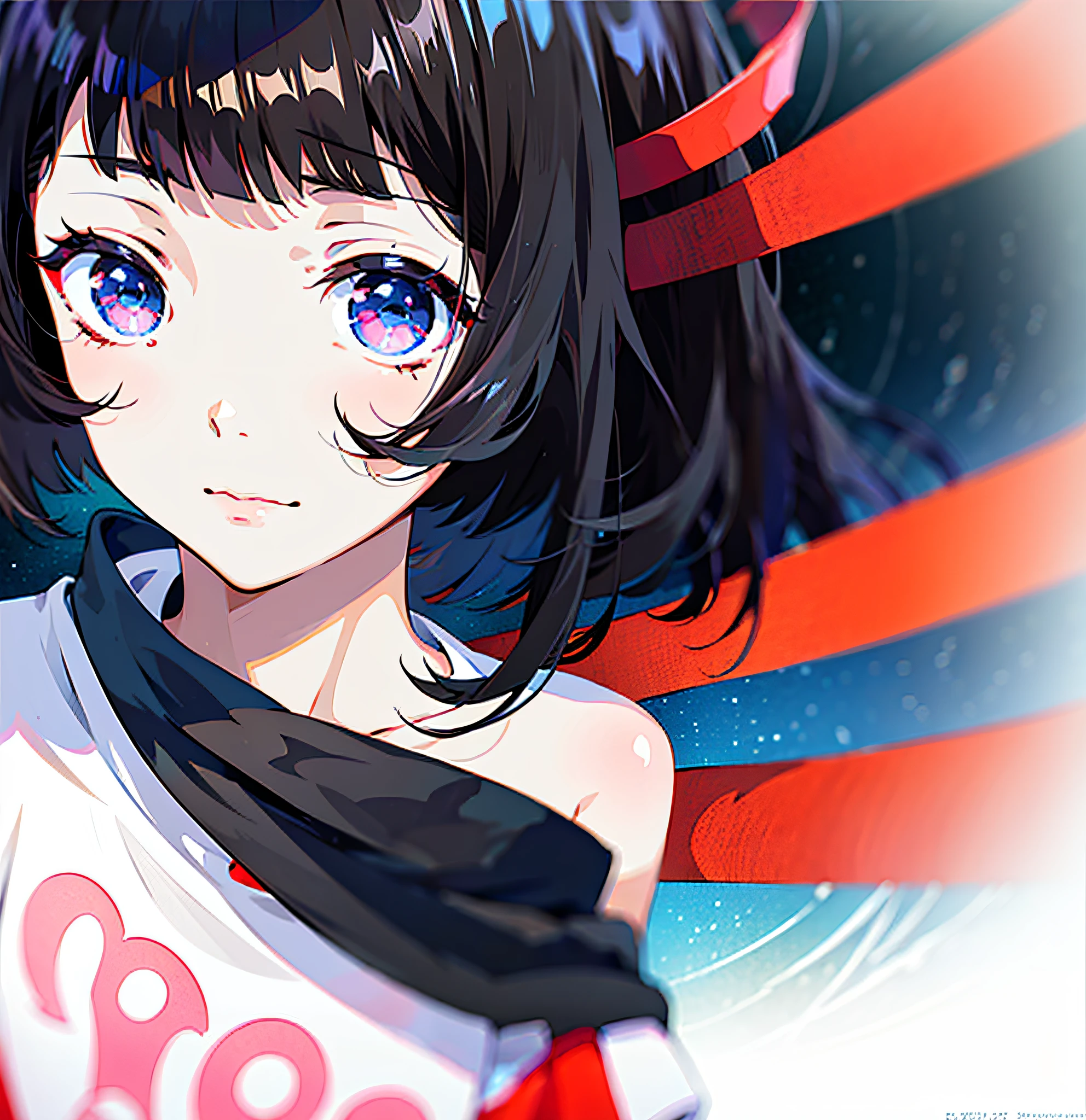 a close up of a person with a finger on their lips, black hair and large eyes, cartoon style illustration, anime style illustration, she has black hair with bangs, in the art style of bowater, beautiful anime face, stunning anime face portrait, digital anime illustration, anime vibes, in an anime style, black-hair pretty face, anime art style