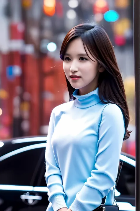 Mina， High-neck long-sleeved sweater，guard，apathy，woman， complex 3d render ultra detailed of a， Portrait of a beautiful woman，he...