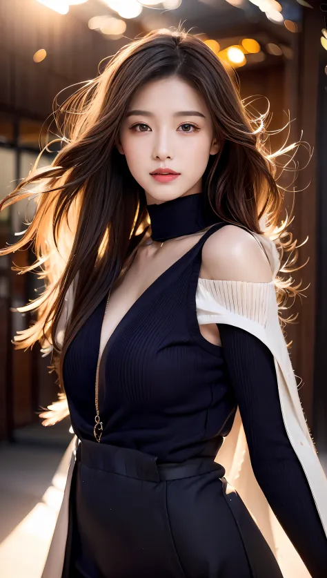 18 years old girls，Perfect face and，cute clothing，slim and slender physique。The skin has detailed and highly detailed eyes（1.1 e...