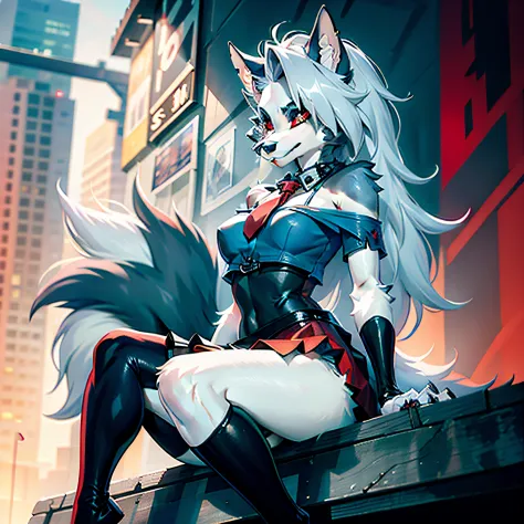wolf furry red eyes skirt