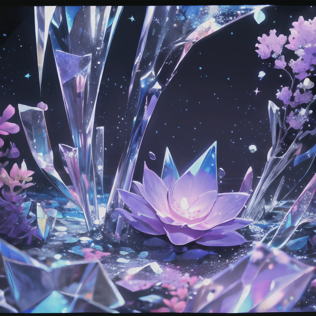 A small flower slumbering at the bottom of the deep, deep, crystal clear sea, no People, no Human, (super detailed background):1.2, bokeh, (illustration, masterpiece, intricate detail, ultra-detailed, highest resolution, best quality, ultra quality, sharp & smooth, best{shading & lighting}:0.9),(distortion, Beautiful luminescence and transparency:1.25),(realistic:0.6),high contrast,