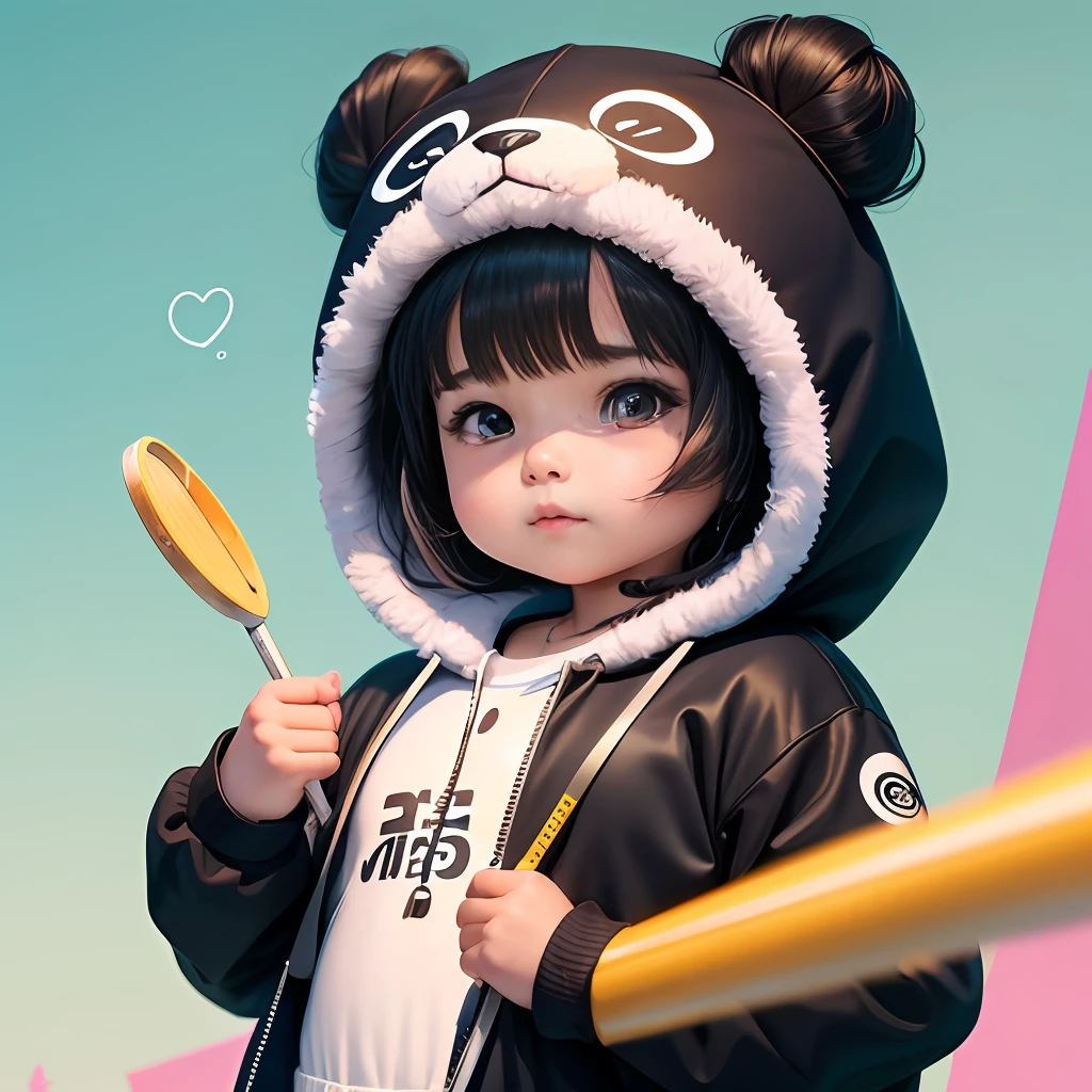 Chica anime con un sombrero de panda sosteniendo una cuchara de madera y  una cuchara - SeaArt AI