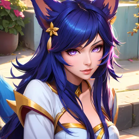 Ahri from league of legends, sexy, close up,