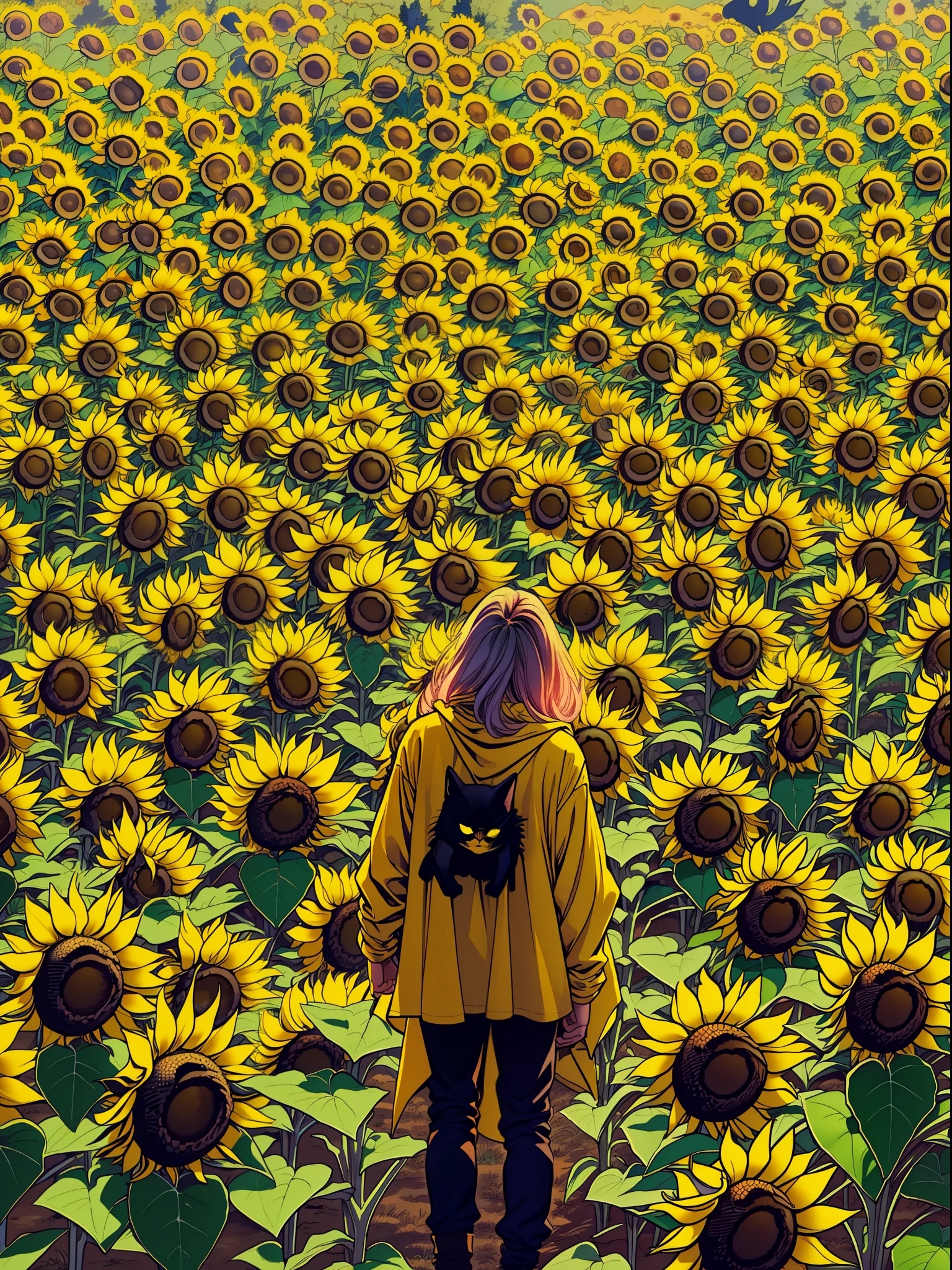 Elle a les cheveux blancs jusqu’aux épaules,  Les yeux jaunes, Elle porte un T-shirt noir , pantalon noir, et bottines, et un pardessus jaune à capuche basse, Et il fait le même rêve toutes les nuits, Elle rêve qu’elle vole au-dessus de son lit, Et que votre chat noir a une voix humaine, Elle se réveille à chaque fois au même endroit, un champ de tournesols, et il voit toujours dans son esprit la silhouette du plus sinistre des jeunes hommes, et ces garçons sont en danger et à chaque fois ARYENDELL essaie de les aider le beau champ de tournesols, Il commence à prendre feu et ouvre un portail qui aspire tout le monde........, et à ce moment crucial du rêve, Aryendell se réveille sans savoir où il se trouve. Et ce qui l’intrigue le plus, c’est qu’elle ne se réveille jamais au même endroit, et le plus mystérieux, c’est que dans l’une des poches du manteau d’Aryendell apparaissent des frachuras et des feuilles de tournesol, Sans parler de l’odeur étrange qui flotte à travers vos vêtements;.