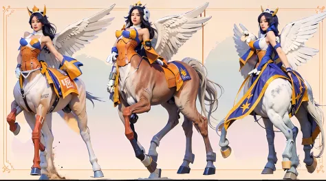 A female centaur，She is famous in the multiverse，She is both a female centaur, half human, half horse, half horse，It is also a female Yingzhao，Her image blends，The head, neck and shoulders of the horse are transformed into beautiful female humans, females,...