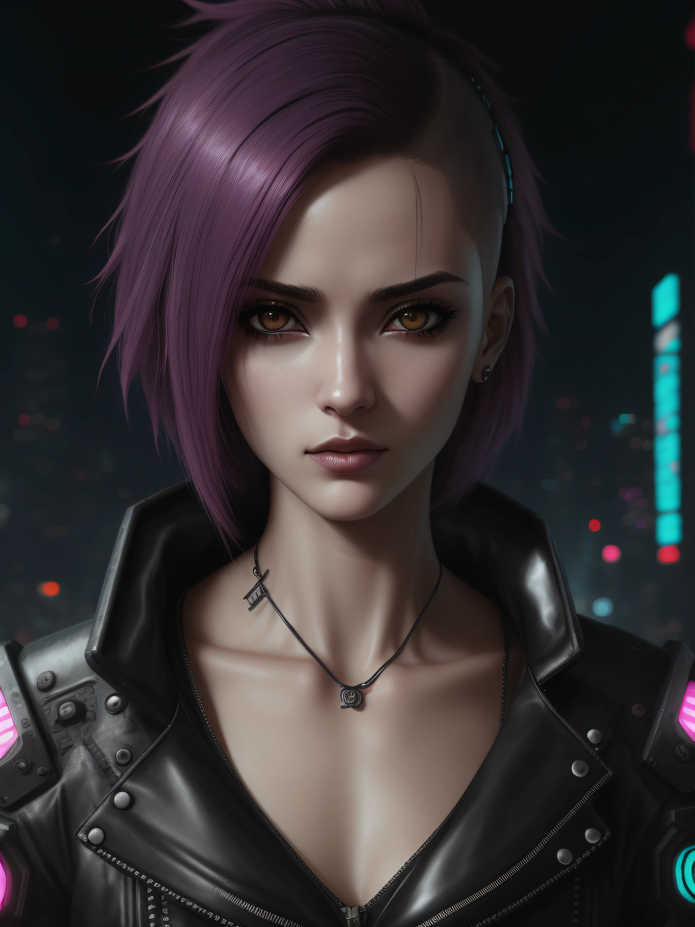 um close up de uma mulher com cabelos longos e uma jaqueta escura, O retrato da menina cyberpunk, retrato cyberpunk, cara bonita da menina cyberpunk, cyberpunk feminino, Retrato de um samurai cyberpunk, mulheres cyberpunk, mulher cyberpunk, Cyberpunk femme fatale, cyberpunk themed art, menina de anime cyberpunk feminino, samurai cyberpunk muito bonito, sombreamento cyberpunk, Fantasia sombria cyberpunk sedutora, Retrato de um ciborgue cyberpunk