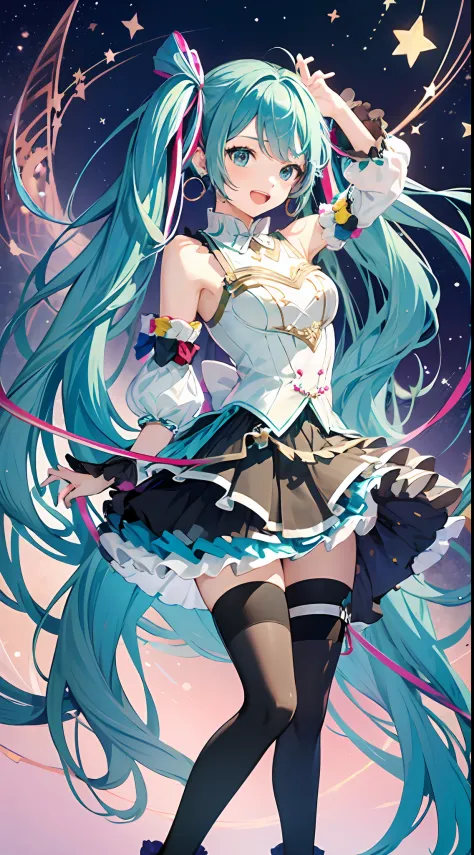 (masterpiece, super detail,) anatomically correct, 1anime girl, gracemiku, detached sleeves,  With blue hair and a light blue ri...