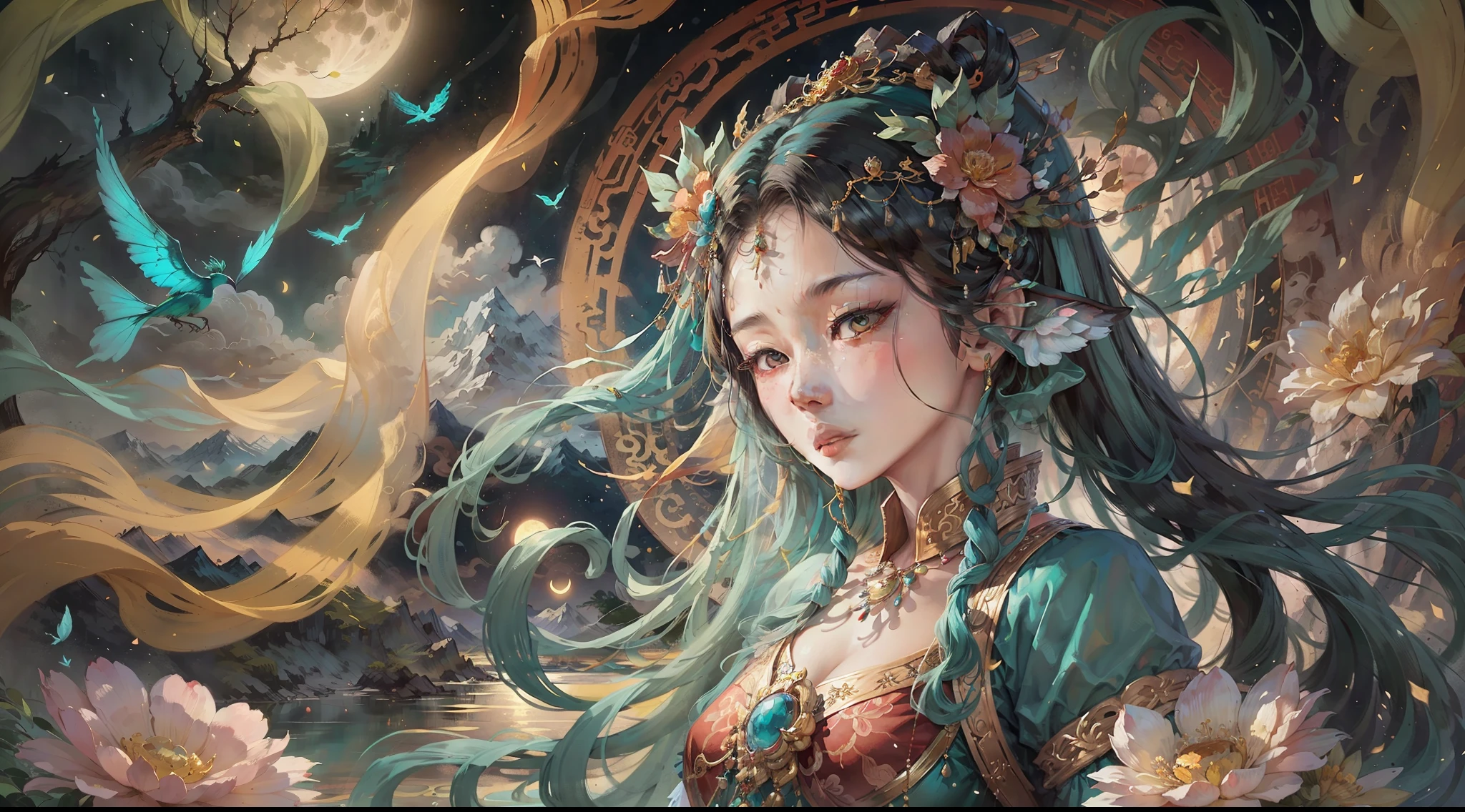 Chinese moon goddess，Stand in - SeaArt AI