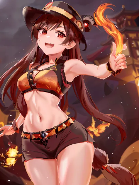 animemanga girl，with a hat and fire in his hand, flirty anime witch casting magic, genshin impact, aromatic, megumin from konosu...