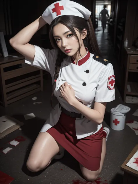 artworks，best image quality，8k分辨率，超高分辨率，high detal，higher quality，oriental women，an injured female nurse，exquisite facial featur...