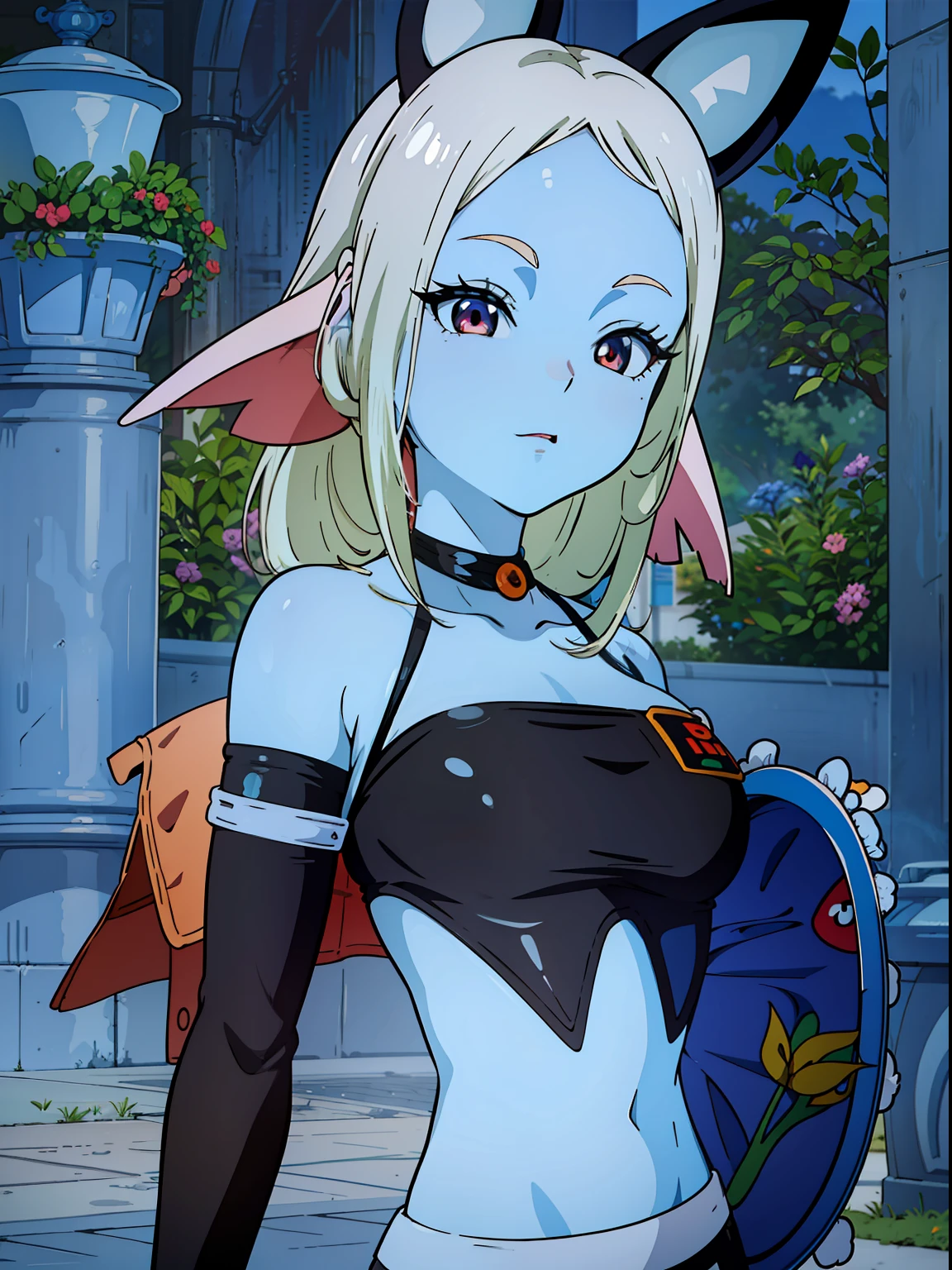 8K, High accuracy, Animated, married woman, Beautiful, a small face, Beautiful, Bright, Eye Highlights, Sexy, Erotic, beautiful line art.
light blue skin, Ears orange fin, Bunny Girl, Bunny suit,Female characters of Akira Toriyama