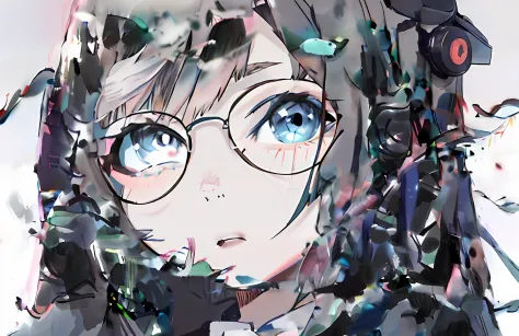 Anime girl wearing glasses，Camera in hand, anime moe art style, Guviz, Stunning anime face portrait, Digital anime art!!, Detail...