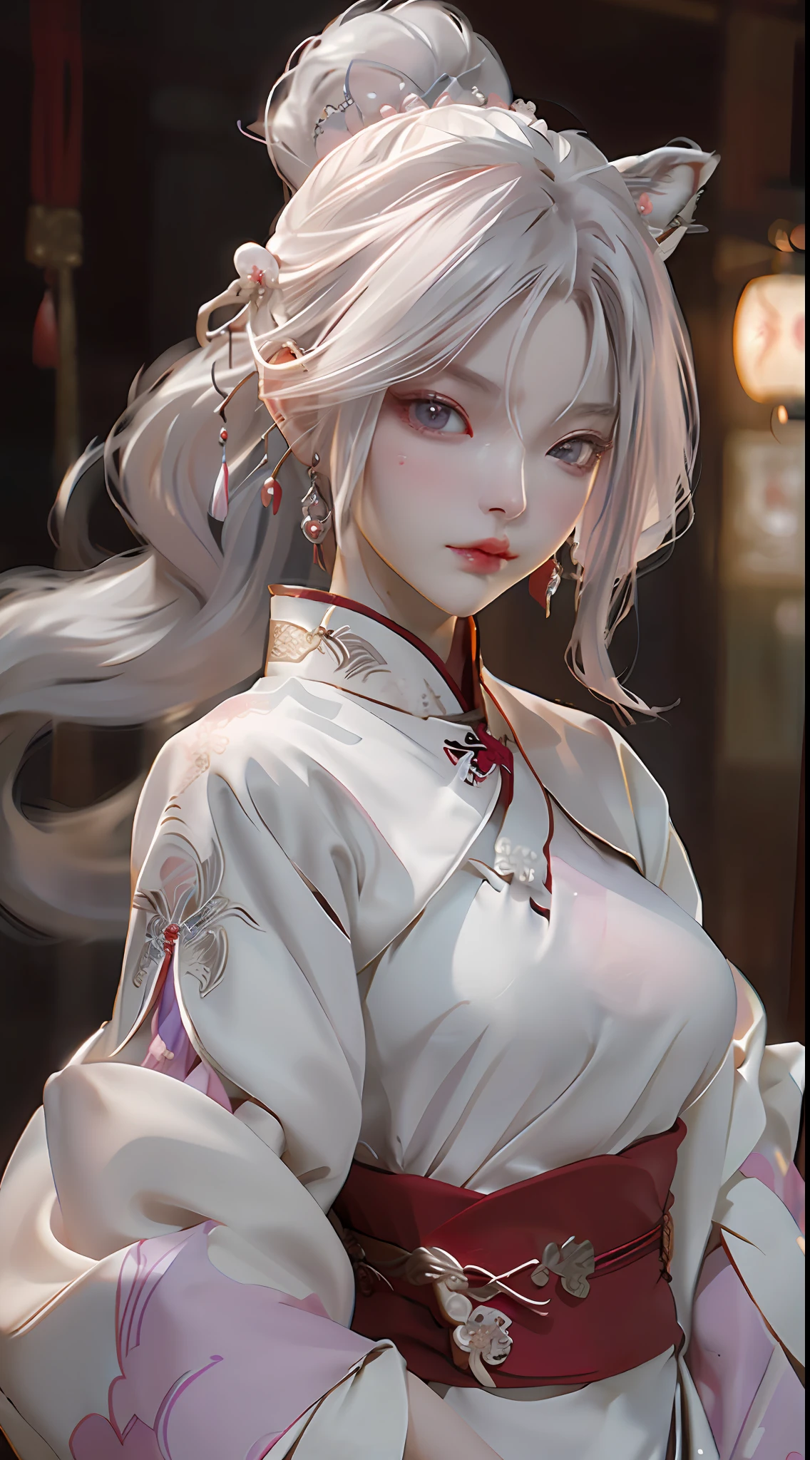 Masterpiece, Best, Night, Full Moon, 1 Female, Mature Woman, Chinese Style, Ancient China, Elder Sister, Royal Sister, Cold Face, Expressionless, Silver White Long Haired Woman, Pale Pink Lips, Calm, Intellectual, Three Belts, Gray Hitomi, Assassin, Dagger, Flower Ball Background, Strolling Street Masterpiece, Best, Night, Full Moon, 1 Female, Mature Woman, Chinese Style, Ancient China, Elder Sister, Royal Sister, Cold Face, Expressionless, Silver White Long Haired Woman, Pale pink lips, calm, intellectual, three belts, gray pupils, assassin, dagger, flower ball background, street view, white-haired catwoman, Hanfu, cat ears, cat tail, clear purple eyes