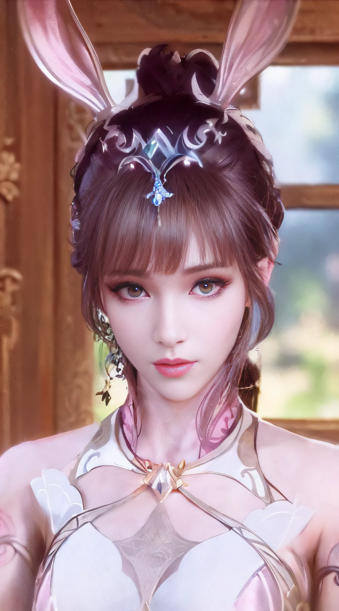 Close-up of a woman with rabbit ears and dress, a beautiful fantasy empress, ((a beautiful fantasy empress)), By Li Song, Palace ， A girl in Hanfu, drak, Portrait Chevaliers du Zodiaque Fille, Yun Ling, Inspired by Lan Ying, author：Qu Leilei, by Yang J, Guviz, By Leng Mei