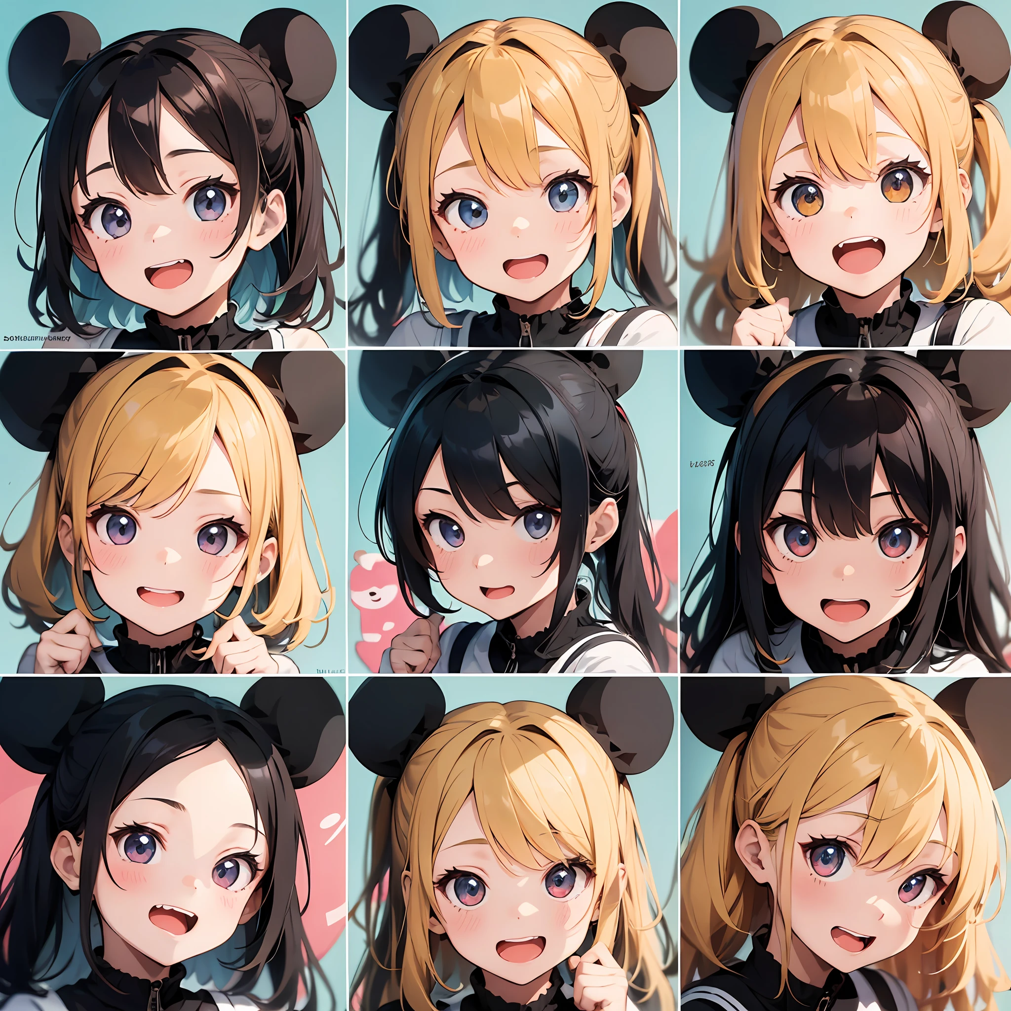 A bunch of anime girls with different hair styles - SeaArt AI