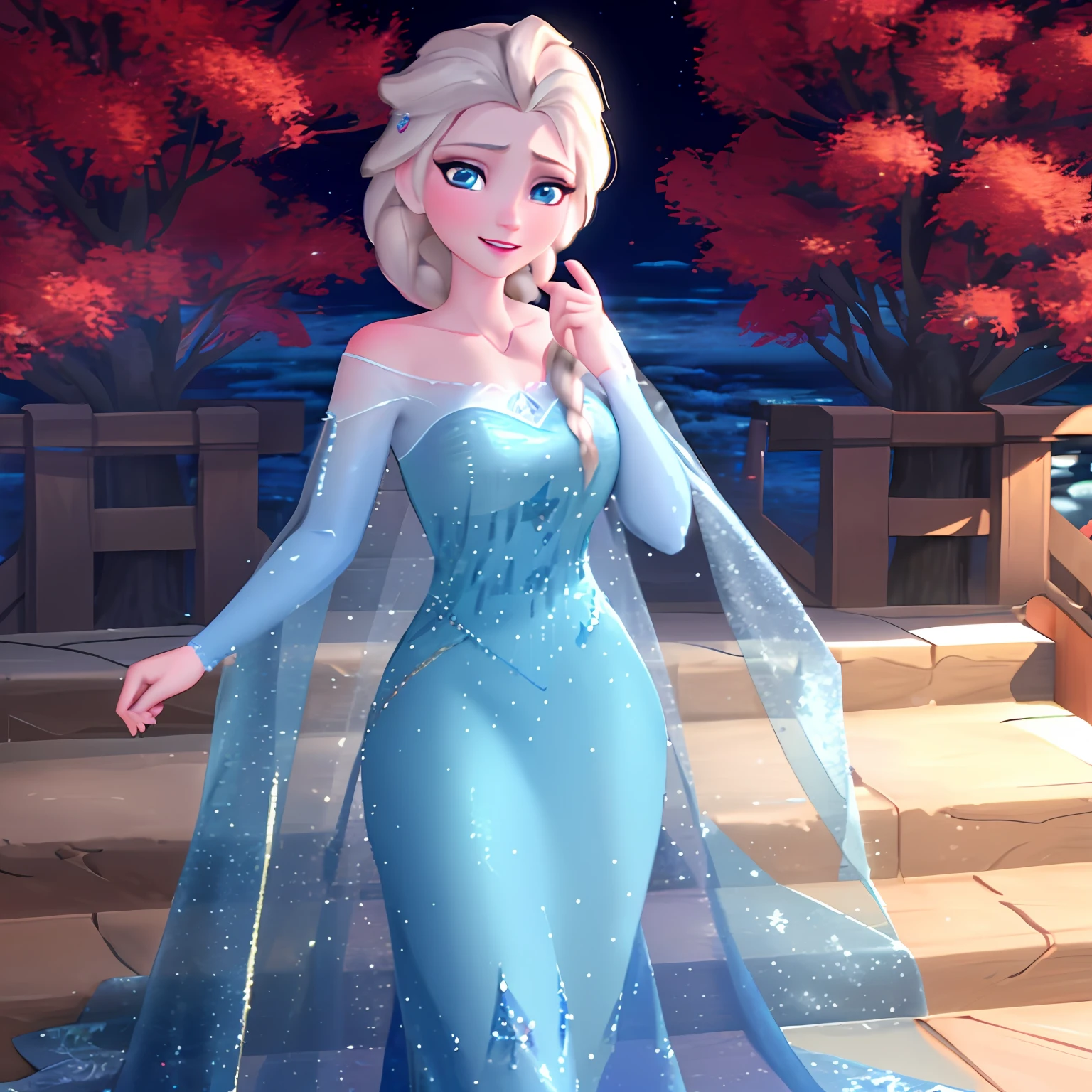 Disney's frozen princess elsa is dressed in a blue dress - SeaArt AI