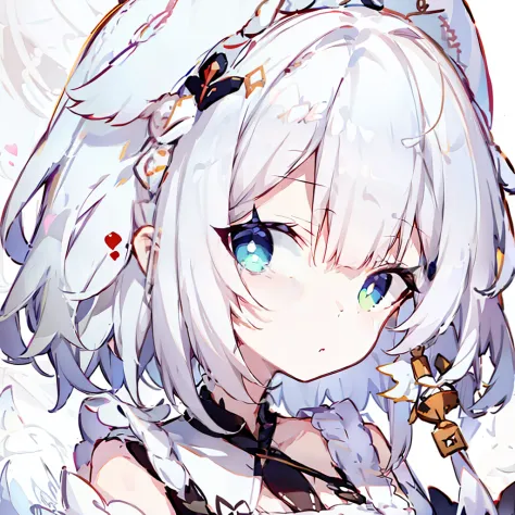 with short white hair，maidennurse