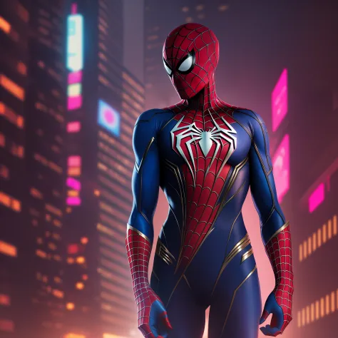 Spiderman,neon background, cyberpunk,8k ultra hd,wallpaper