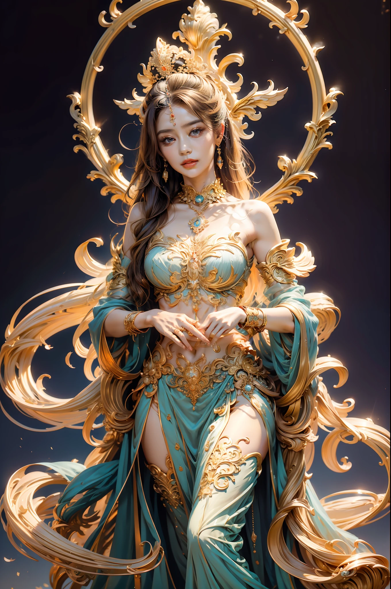The queen who stands tall，Elegant temperament，mystical ambiance，Best quality、tmasterpiece、A high resolution、1girll、Sheer silk porcelain dress、Nice face、Busty body，hair adornments、looking at viewert、ssmile、Shut your mouth、cparted lips、shift dresses、hair adornments、choker necklace、jewely、long whitr hair、耳Nipple Ring、pretty  face、（Keep one's mouth shut），Sit in a golden chair，Ancient mythology、Ancient palaces，Luxurious and detailed background、hentail realism、profesional lighting、edge lit、bicolor lighting、（highdetailskin：1.2）、8K, Ultra HD、Digital SLR、softlighting、high high quality，Volumetriclighting，photore，High resolution 4K，8K，blur backgroun，hight contrast，largeaperture，automatic white balance，cinematic compositions，realisticlying，（from below）。