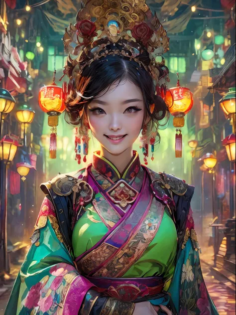 highestquali，tmasterpiece：1.2，detailed details，4k，beautiful young girl in tang dynasty, smiling, full body picture, portraiture,...