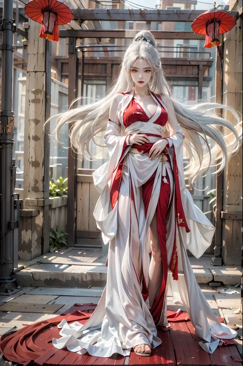 photorealistic, high resolution, 1women, solo, hips up, look at viewer, (detailed face), white hair, long hair, shiranui_mai_sui...