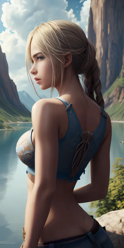 masterpiece, best quality, high quality, extremely detailed cg unity 8k wallpaper, girl standing in front of a scenery, outdoors...