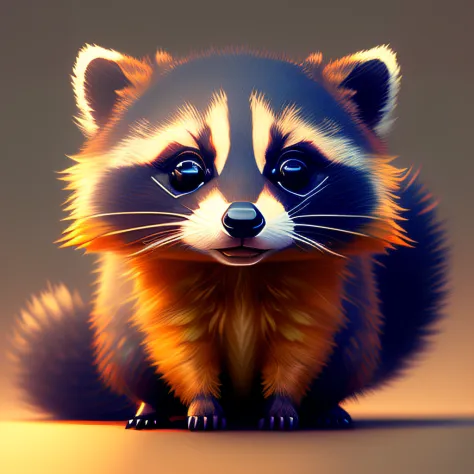 cute portrait (little raccoon:1.1) como uma (rabbit:0.9),  digital art , trending artstation, 4k, high detail