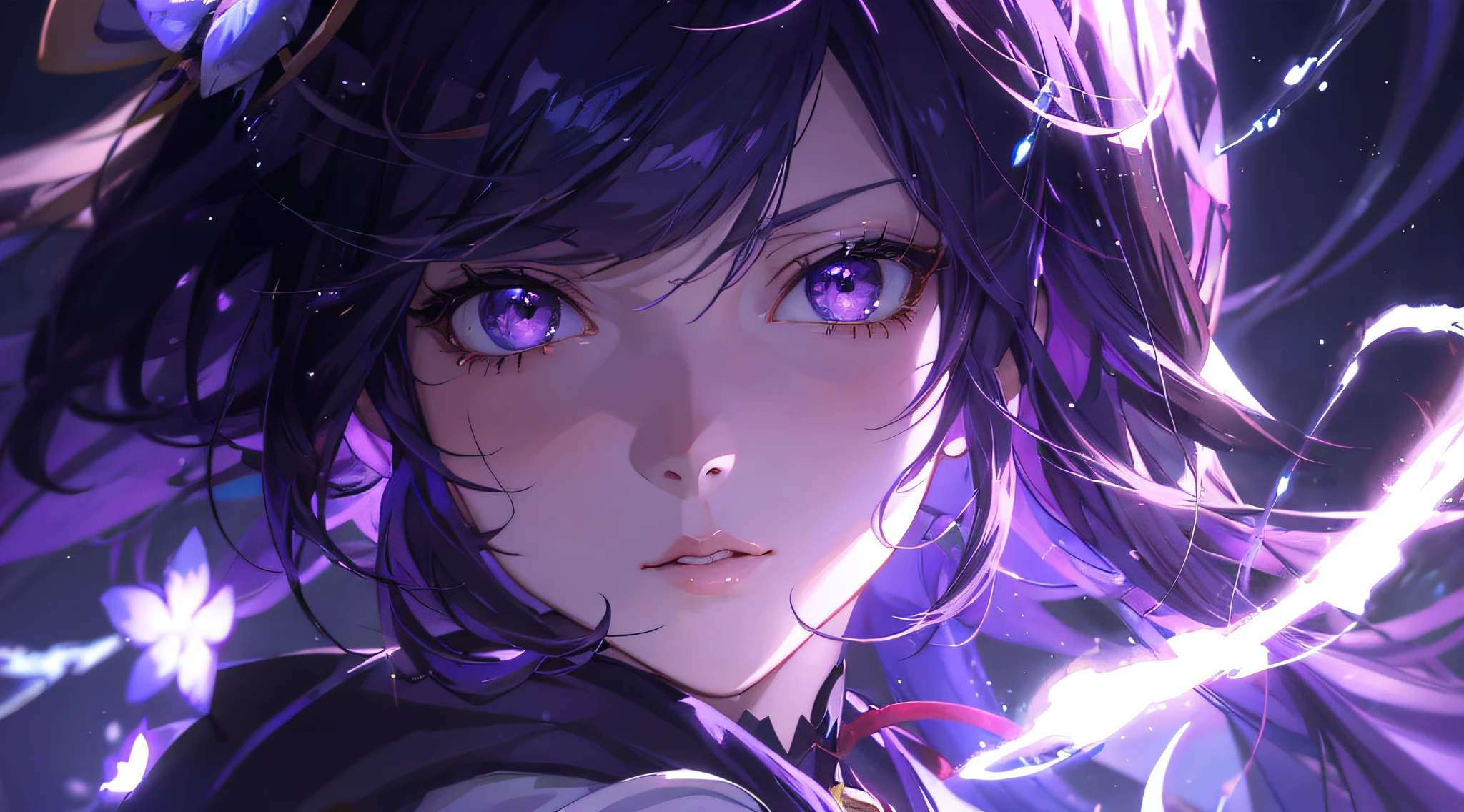 Menina anime com cabelo roxo e olhos roxos em um quarto escuro, estilo de anime4 K, papel de parede de arte de anime 4k, Papel de parede de arte anime 4k, papel de parede de arte de anime 8k, arte digital detalhada de anime, papel de parede de anime 4K, Papel de parede de anime 4K, papel de parede de anime 4k, Retrato dos Cavaleiros da Garota do Zodíaco, impressionante retrato de rosto de anime, Digital anime art, Badass anime 8 K