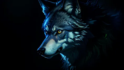 masterpiece, best quality, dark environment, backlit, blue moon, wolf, wolf head, wolf hair, (very detailed CG unified 8k wallpaper), (best quality), (best illustration), bow-waisted werewolf, close-up, focused face, depth of field, blurred background, bla...