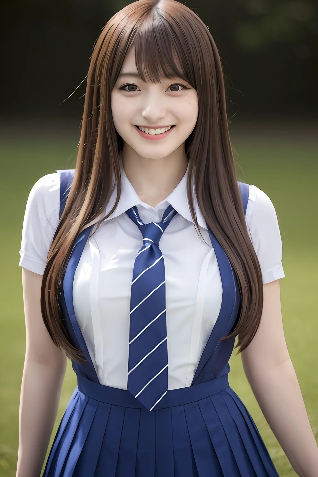 A Close Up Of A Woman Wearing A Blue And White Dress And A Tie Seaart Ai