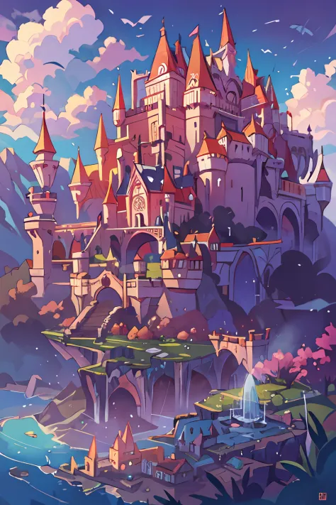 "a majestic floating castle in an enchanting dreamscape."