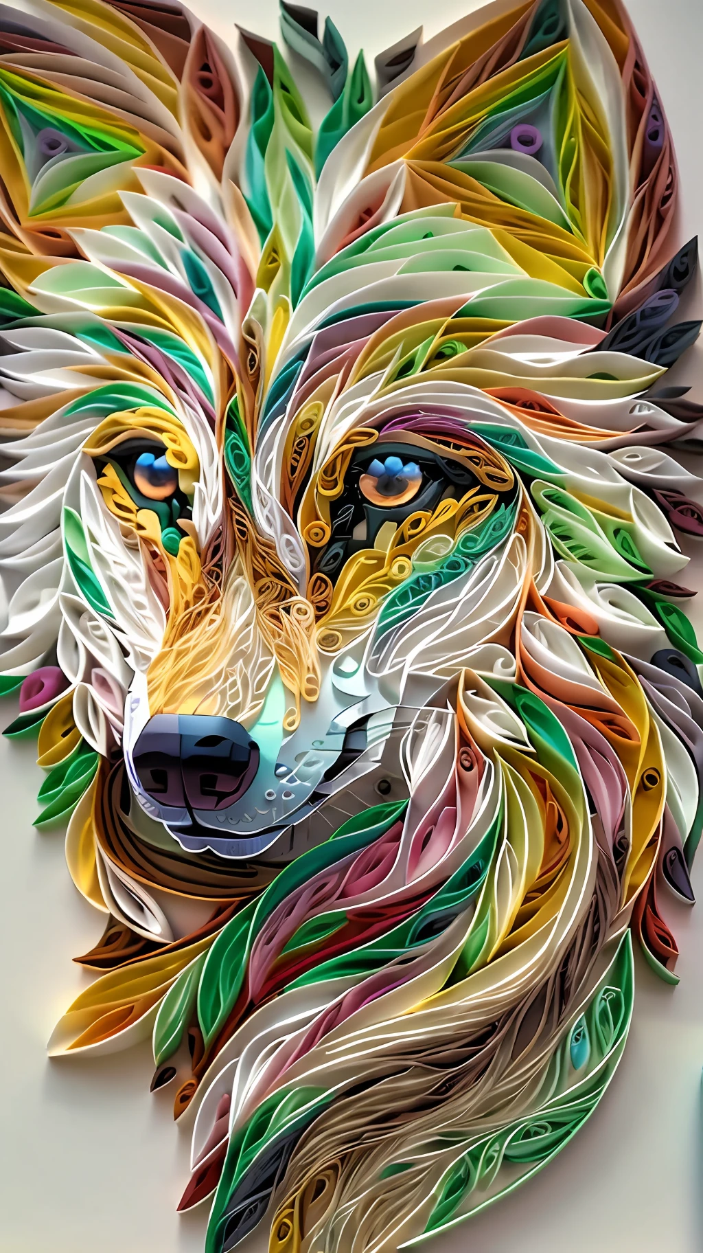 lobo, papel quilling multidimensional, arte, chibi,
yang08k, Hermoso, Vistoso,
obras maestras, calidad superior, mejor calidad, arte oficiale, Hermoso and aesthetic,((8k ultra realista))