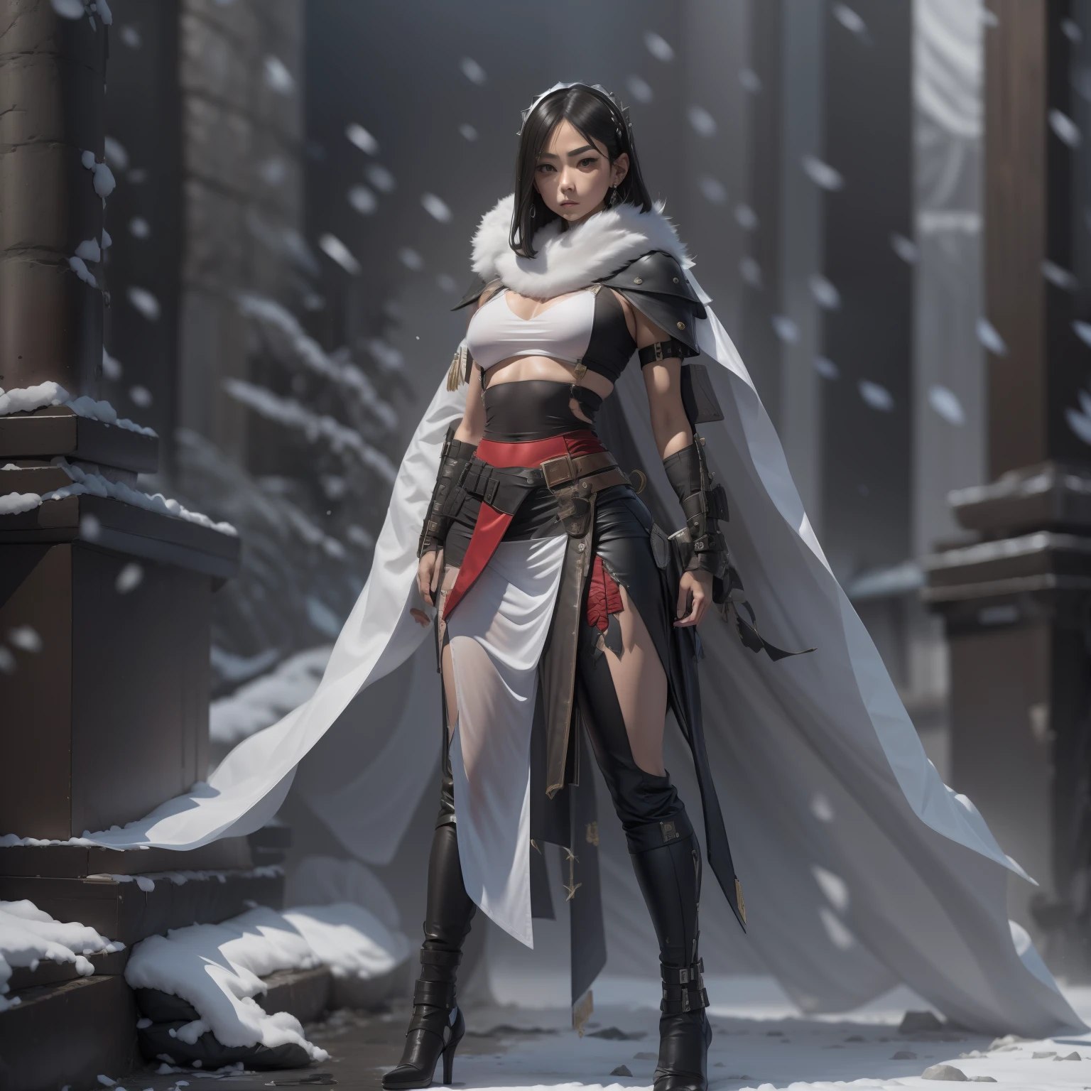 Bursting snow，new products， missiles， The sword， halter， Weapons of the future， 32K, Linen cloak, Top quality, Masterpiece:Faust，,1 child， short detailed hair， thin fog， squat， （tmasterpiece，k hd，hyper HD，16K）,clutching a sword， buliding， Reflectors， bloods， Eastern Asia， Weapon focus， Skysky， brunette color hair， knives， shorter pants， smoke，  crap， The clothes ar， bandagens， sword sheath， Leather， solo