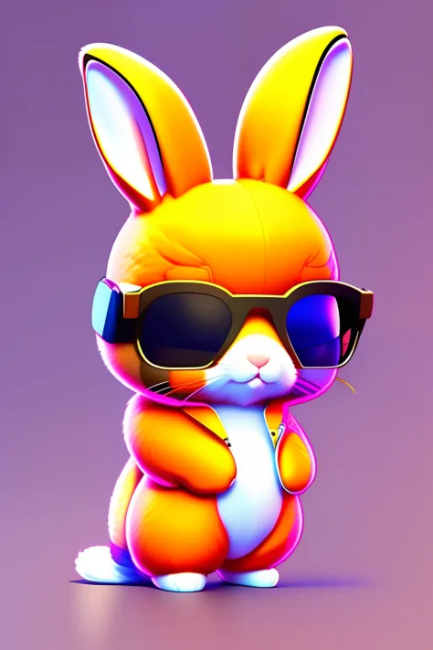 Cute and adorable cartoon anthropomorphic rabbit in delivery suit、Anime Nendoroid、Fantasia、Super Cute、trending on artstationh、furred、Cool rabbit with sunglasses、Stickers with anime illustrations、Carrot