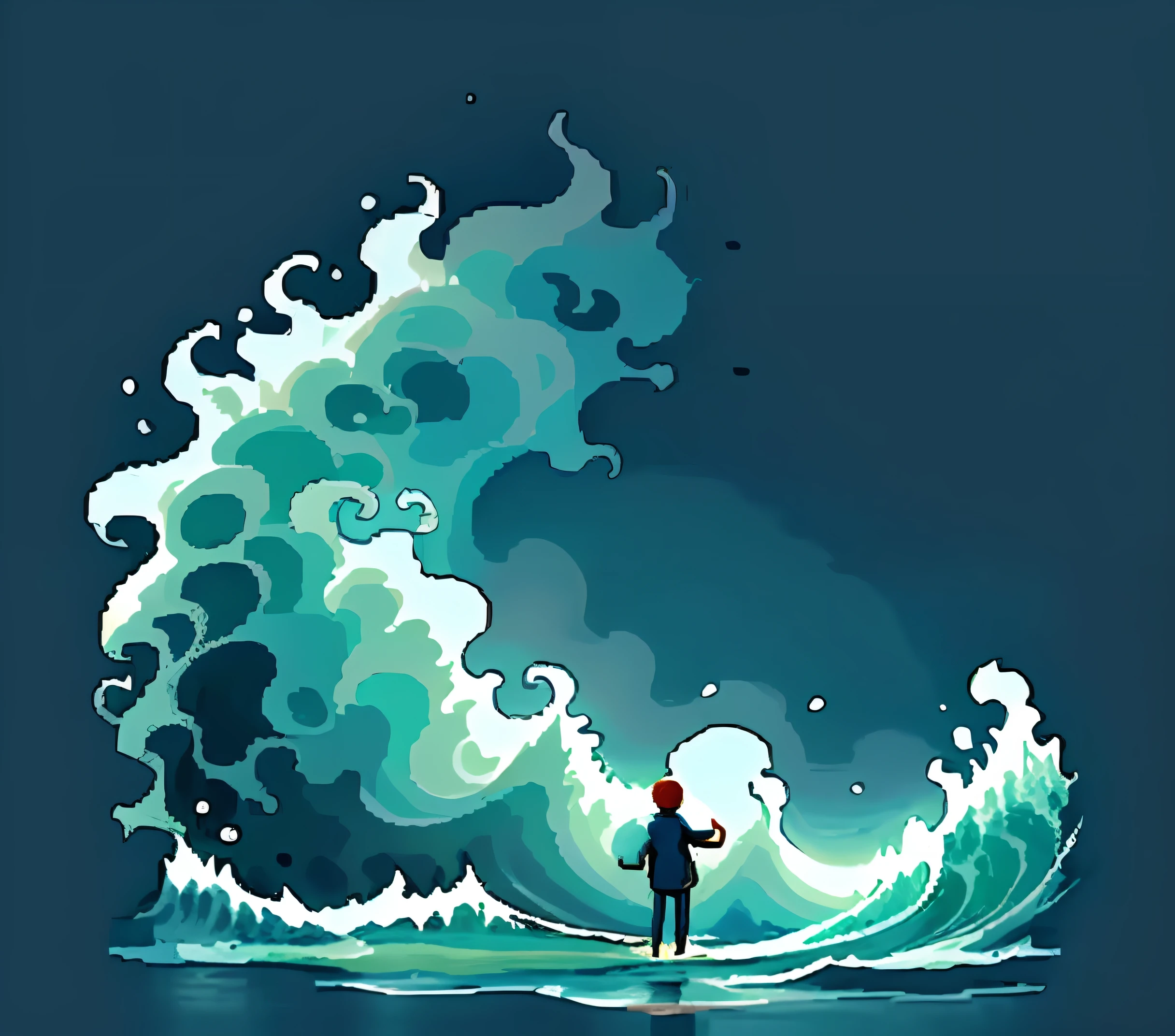 Top image quality，超高分辨率，pixal style，A masterpiece of game scenarios:1.5，16bitscene,Crashing waves, Greatwave,Great waves engulf the forest, swell sea, Sea waves, spatter, water sprites, Rough waves, waves crashing, water elemental