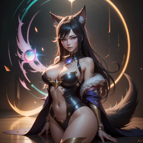 ahri, from league of legends, au naturel, hyper detailed, digital art, trending in artstation, cinematic lighting, studio quality, smooth render, unreal engine 5 rendered, octane rendered, art style by klimt and nixeu and ian sprigger and wlop and krenz cu...