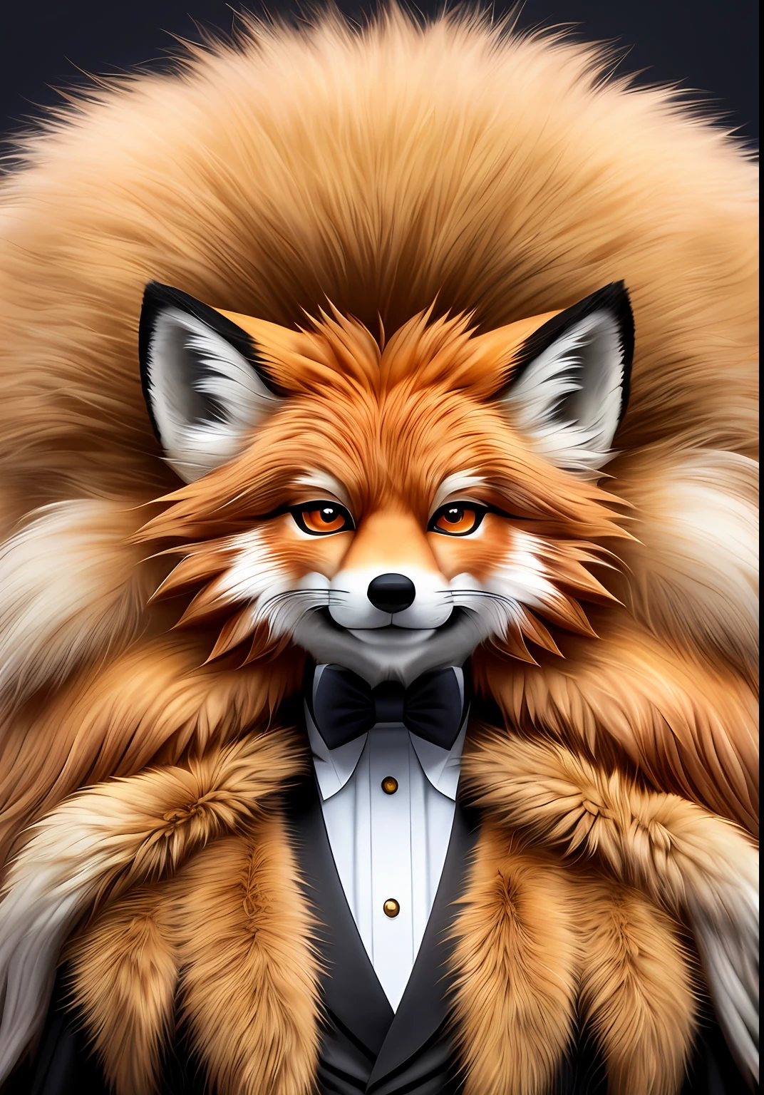 tmasterpiece，（Detal Face），（Details fluffy fur），Detailed characters，Animal focus， Furry fox, Human fox, Anthropomorphic fox, hairy chest, （独奏：1.2）incredibly detailed，Sharpen，the detail +superbly fine details，hairy chest, thick furry neck and chest fluff, hairy bodies