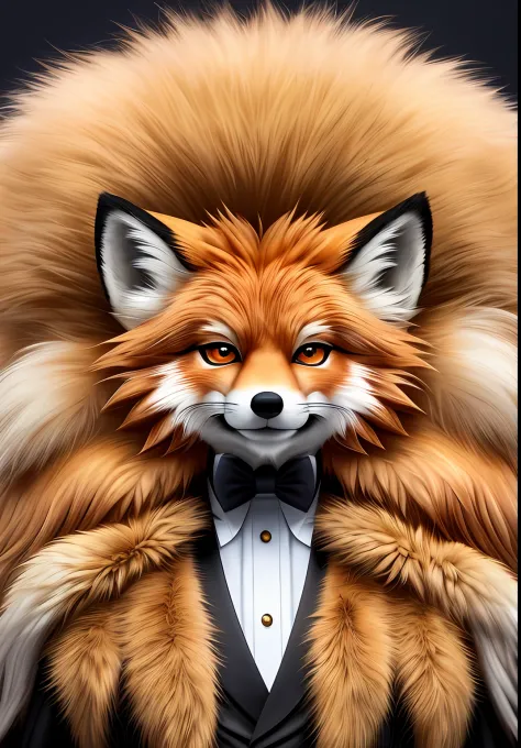 tmasterpiece，（detal face），（details fluffy fur），detailed characters，animal focus， furry fox, human fox, anthropomorphic fox, hair...