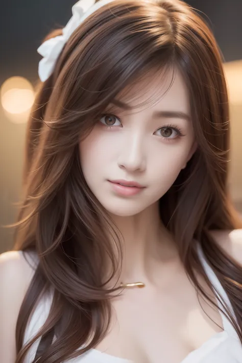 Black bra，looking at viewert，Printing，depth of fields，nighttime scene，（1girll：1.6），long whitr hair，ulzzang-6500v1.1，（primitive：1.2），（Realiy：1.3），beuaty girl，beautiful with detail，very detailed eyes and faces，Eyes with beautiful details，absurderes，unbelieva...