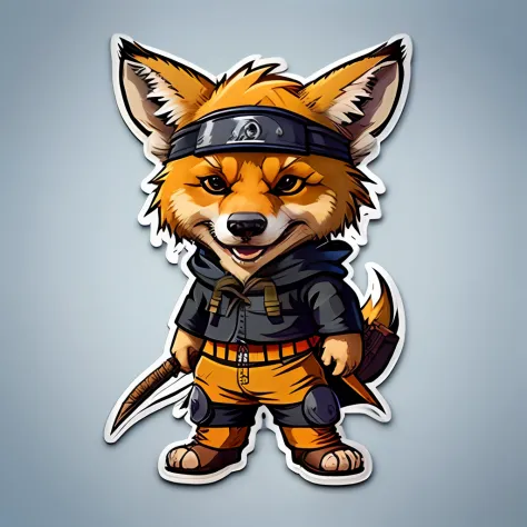 Cute cartoon sticker of a maned wolf cosplay as Naruto