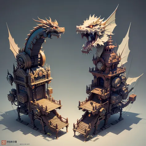 Concept art clockwork Chinese dragon terror machine