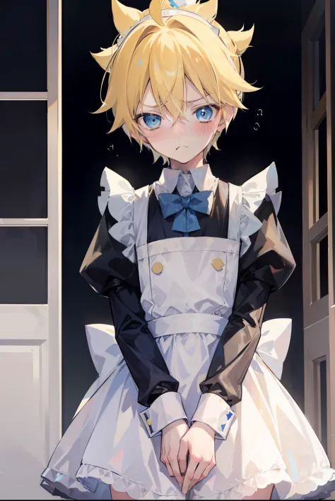 one boy and one man, man is faceless, man is only lower body , (Len_Kagamine), blue eyes, blond hair, pure, innocent, (blush), (...